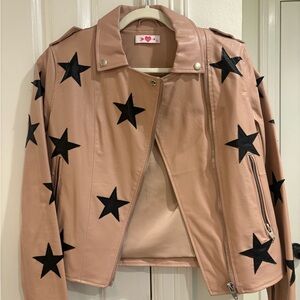Buddy Love Blush Leather Jacket with Black Stars